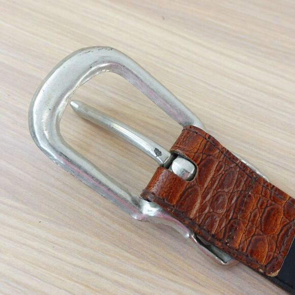 Vintage Crocodile Belt Small Exotic Leather Italian Dress Western Crocolux Omega - Picture 15 of 16